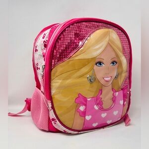 Vintage Barbie Backpack by Mattel + Target 2013 pink with sequins & Barbie logos